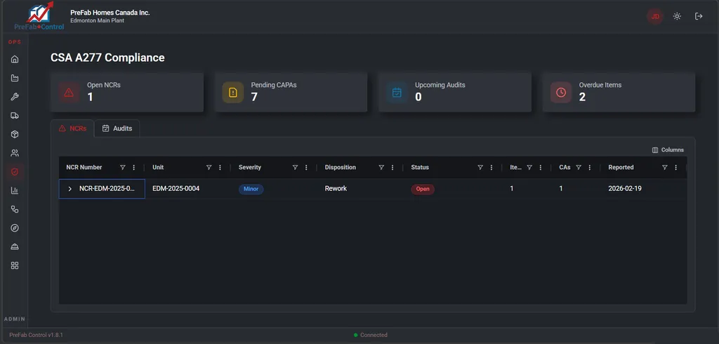 Quality management - NCRs and compliance