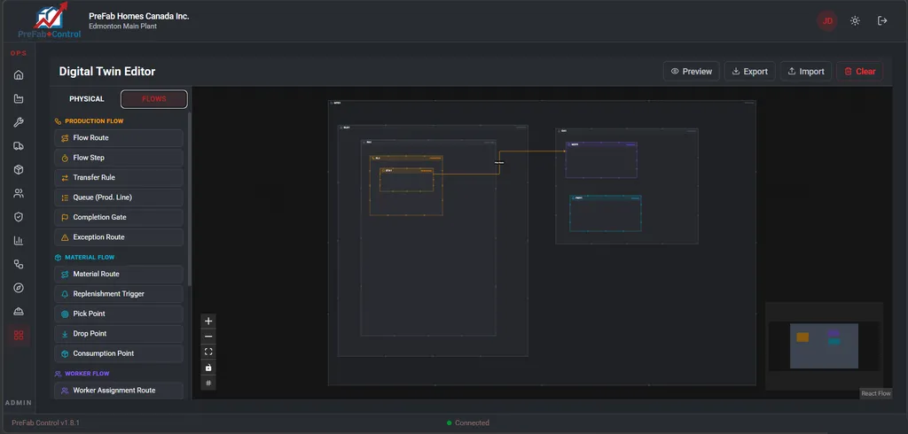 Digital twin factory layout editor
